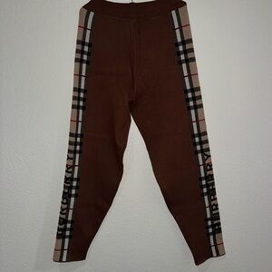 Burberry Brown Leggings with Checkered Side Panels